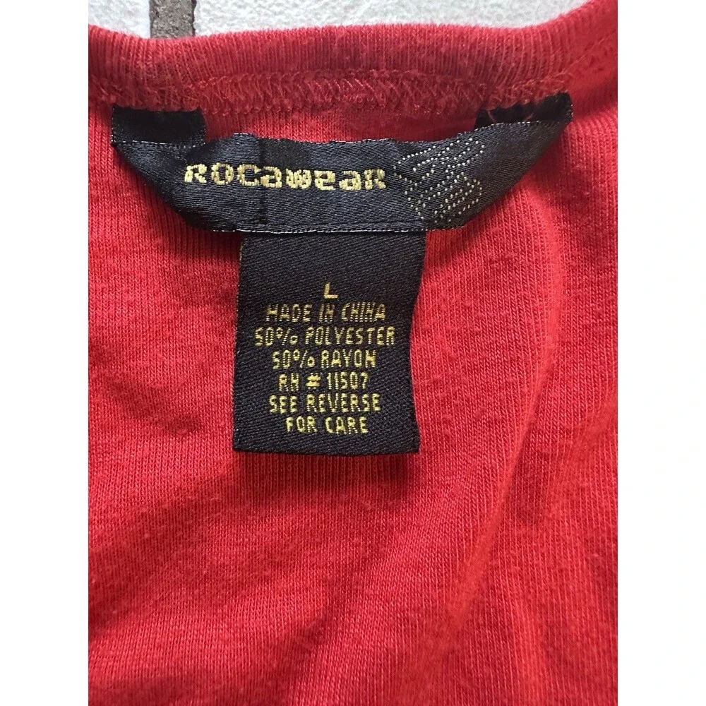 Rocawear Bedazzled Ribbed Tank Top Women's Large Red Y2K It Girl